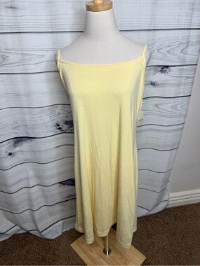 Free People Pale Yellow Spaghetti-Strap Mini Dress